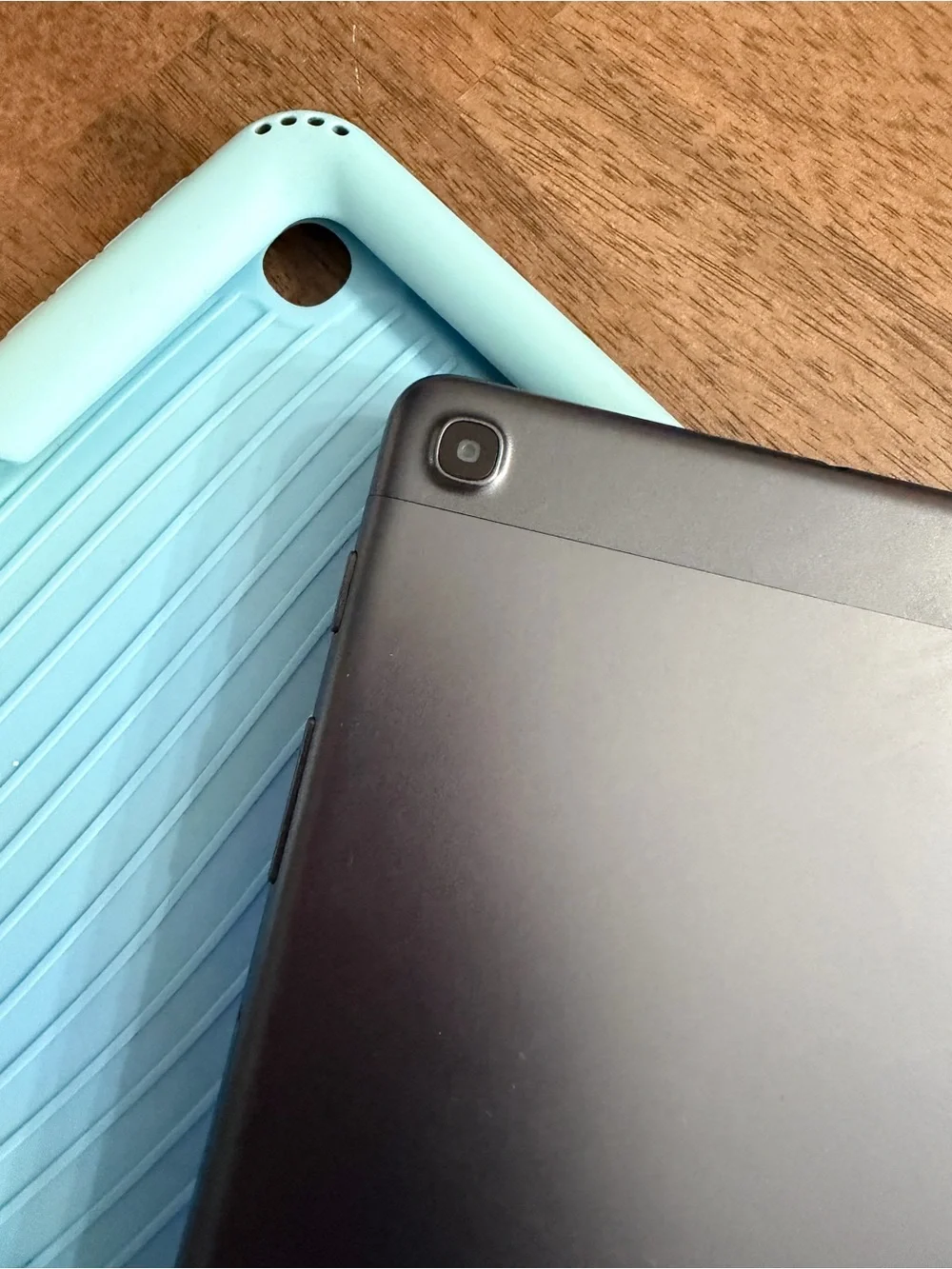 Samsung Tablet with Light Blue Protective Case